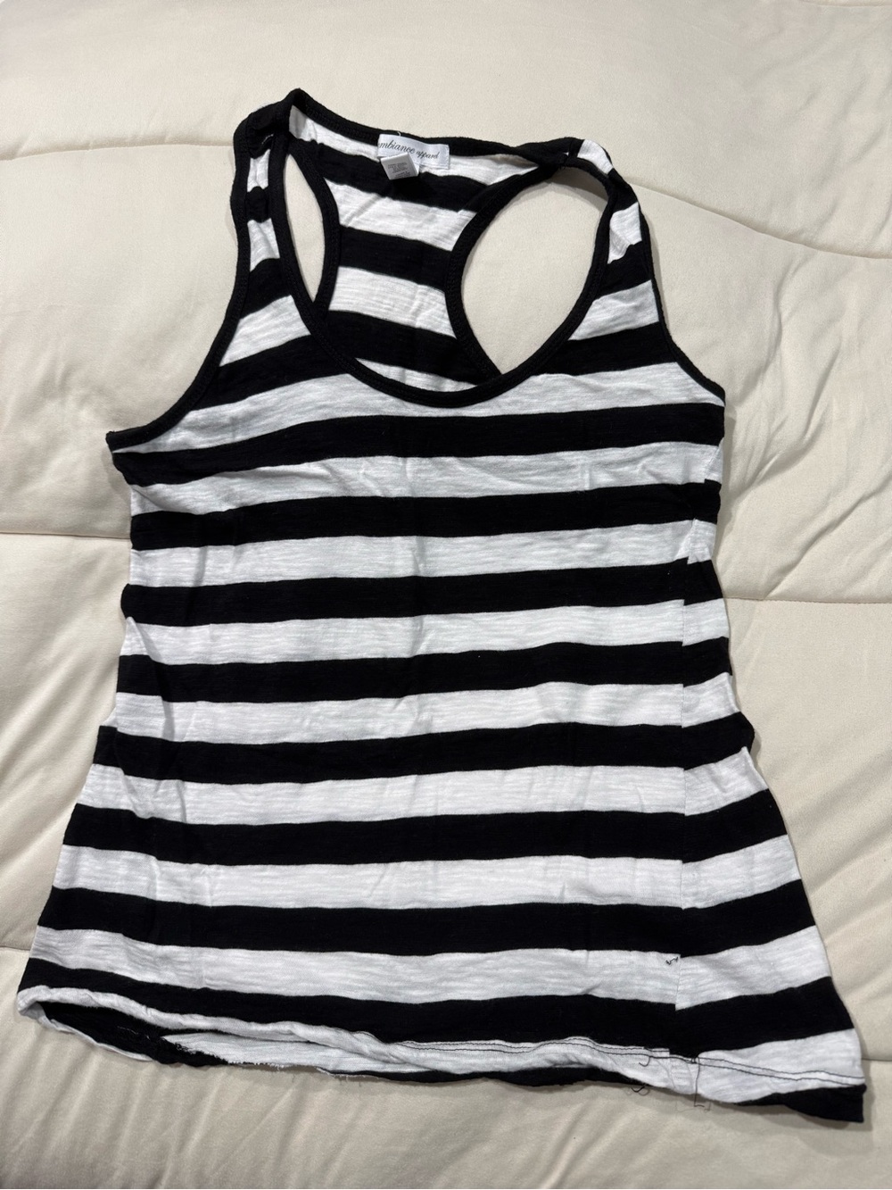 Ambiance Black and White Striped Racerback Tank